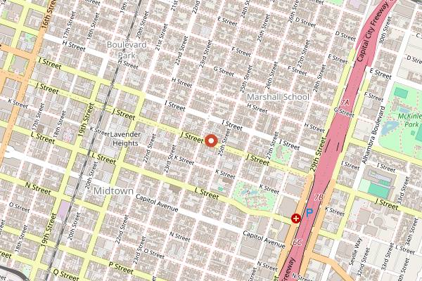 Map showing Ro Sham Beaux in Sacramento