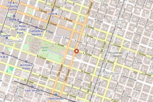 Map showing The Grand Wine Bar in Sacramento