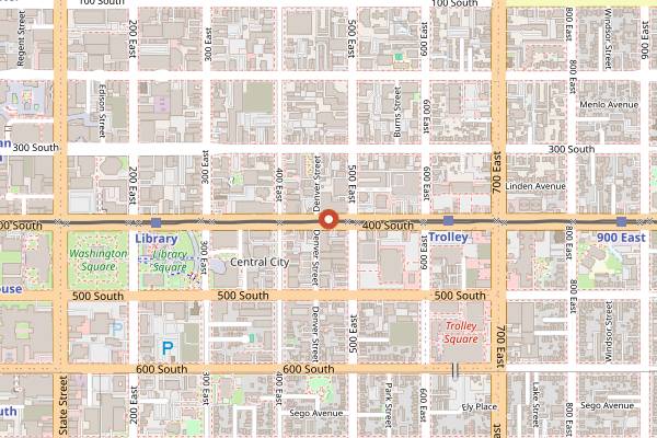 Map showing Quarters Arcade Bar in Salt Lake City