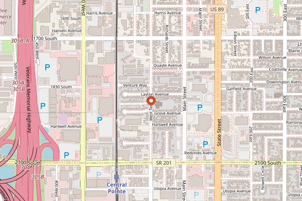 Map showing SaltFire Brewing Co in Salt Lake City