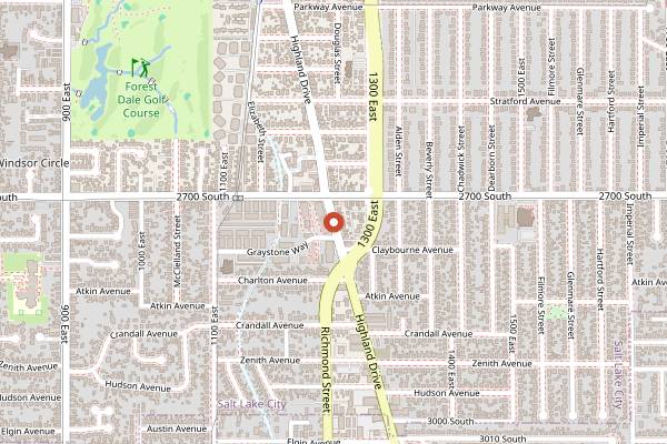 Map showing Wasatch Brew Pub Sugar House in Salt Lake City