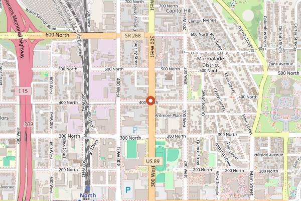 Map showing Blue Copper 2000 in Salt Lake City