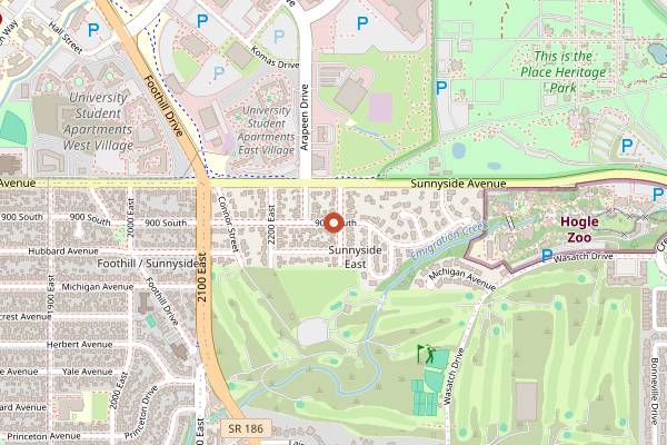 Map showing East Liberty Tap House in Salt Lake City