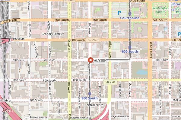 Map showing Settebello Pizzeria Napoletana in Salt Lake City