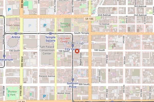 Map showing Harmons Cooking School City Creek in Salt Lake City