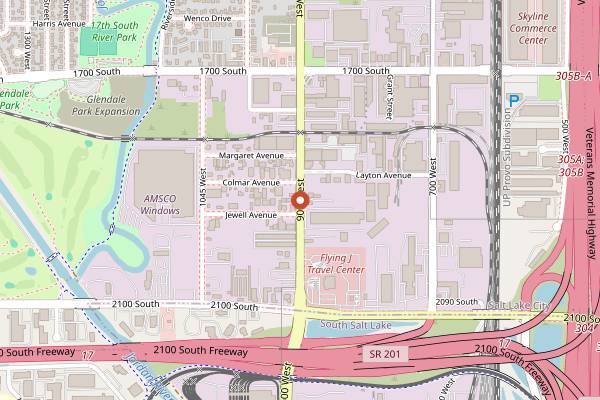 Map showing 9th West Farmers Market in Salt Lake City