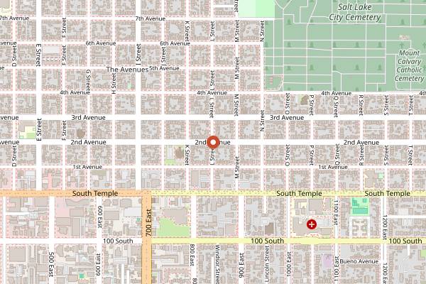 Map showing Cucina Wine Bar in Salt Lake City