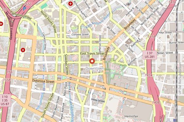Map showing La Panaderia in San Antonio