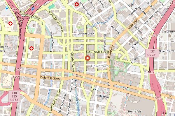 Map showing Bar 414 in San Antonio
