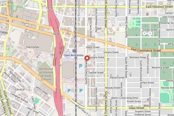 Map showing The Cherrity Bar in San Antonio