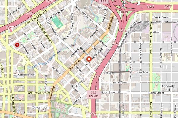 Map showing Roadmap Brewing Co. in San Antonio
