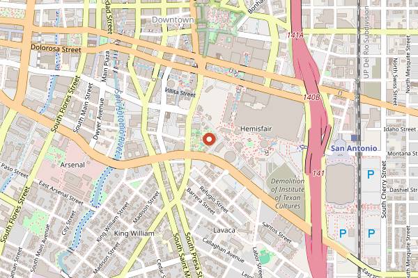 Map showing Box St. All Day in San Antonio