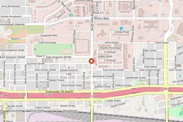 Map showing Folklores Coffee House in San Antonio