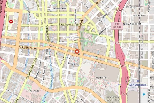 Map showing Schilo's in San Antonio