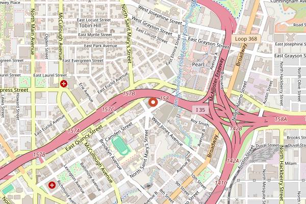 Map showing Akhanay Coffee Roasters in San Antonio