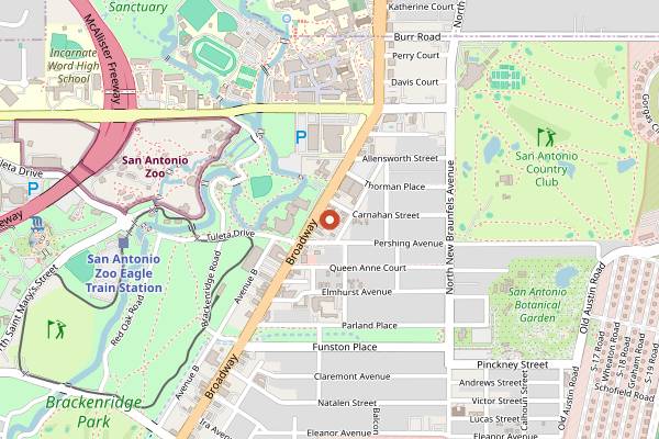 Map showing Berry to Bean Coffee House in San Antonio