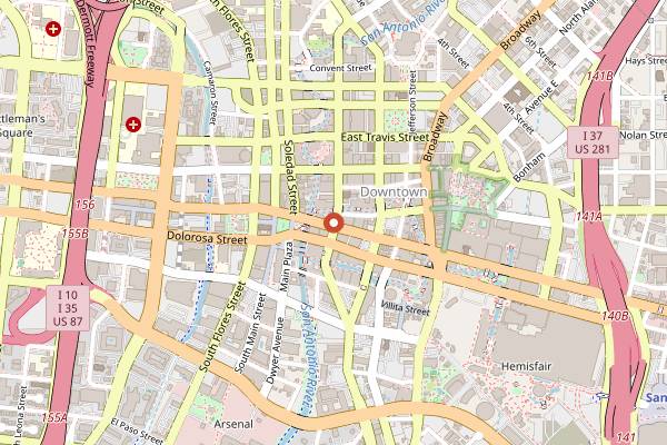 Map showing Estate Coffee Company in San Antonio