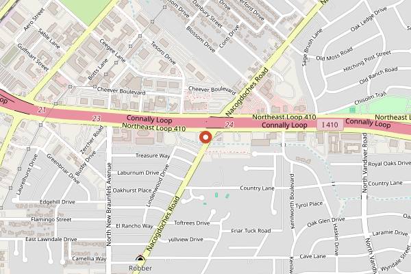 Map showing Theory Coffee Company in San Antonio