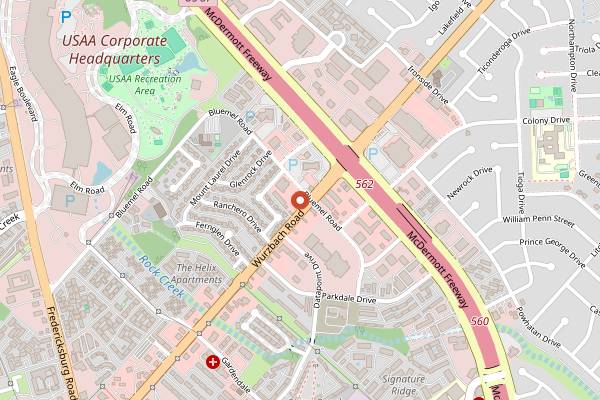 Map showing Pasha Mediterranean Grill in San Antonio