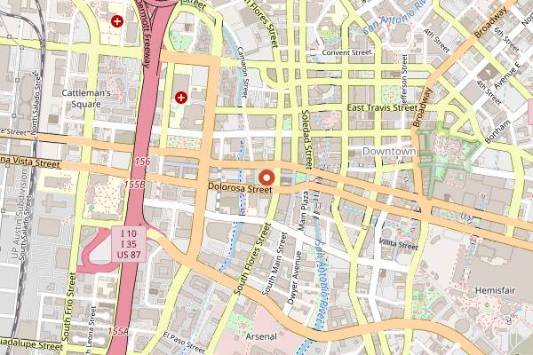 Map showing Fiesta San Antonio in San Antonio