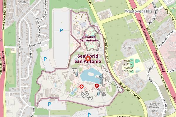 Map showing Seven Seas Food Festival in San Antonio