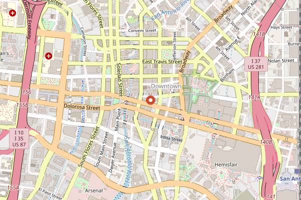 Map showing Ostra in San Antonio