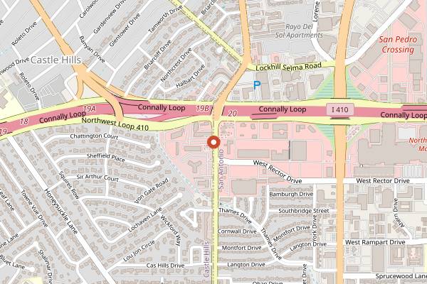 Map showing Picnikins Patio Cafe in San Antonio