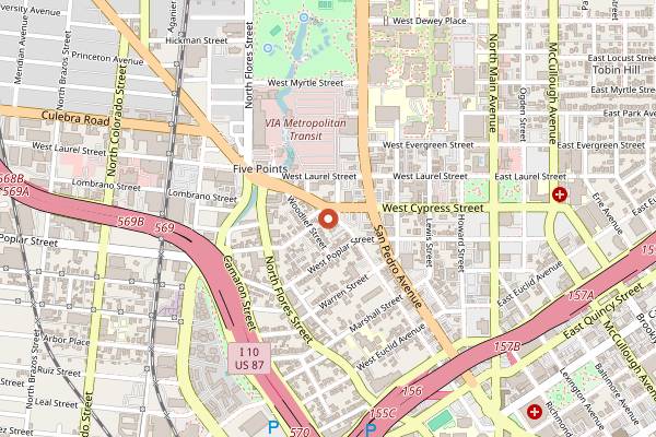 Map showing The Cove in San Antonio
