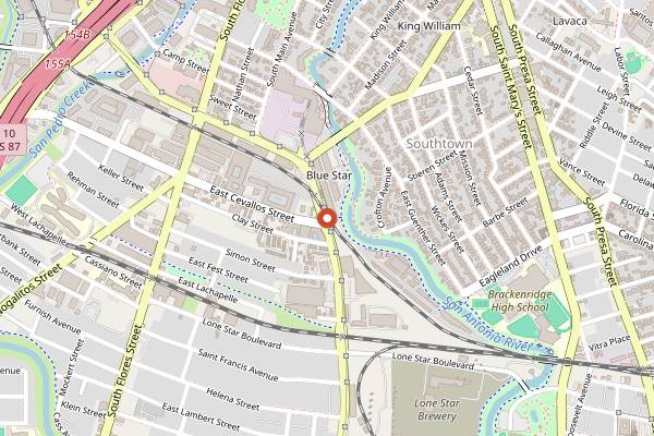 Map showing La Tuna Icehouse in San Antonio
