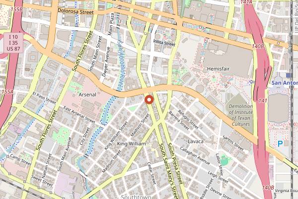 Map showing Rosario's ComidaMex & Bar in San Antonio