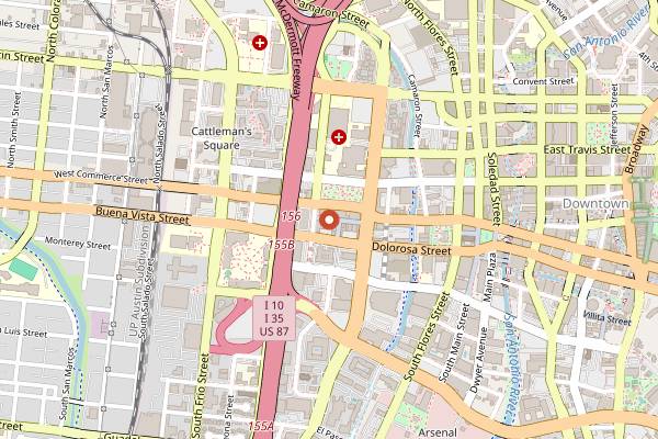 Map showing Historic Market Square (El Mercado) in San Antonio