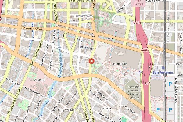 Map showing Yanaguana Garden Market at Hemisfair in San Antonio