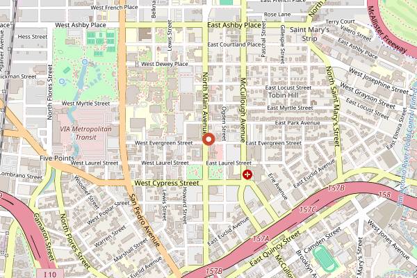 Map showing Heat Nightclub in San Antonio