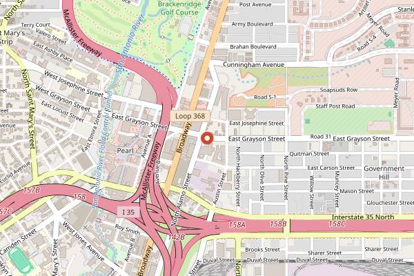 Map showing The Modernist in San Antonio