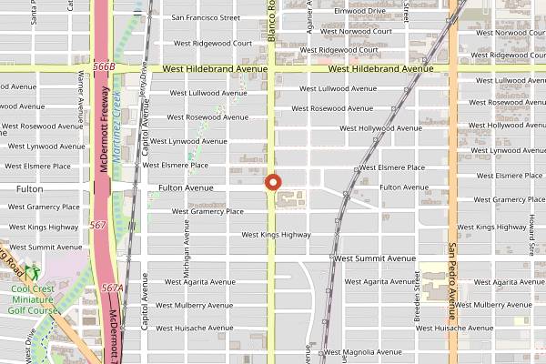 Map showing Blanco Cafe in San Antonio