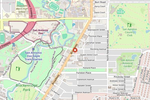 Map showing The Smoke Shack in San Antonio
