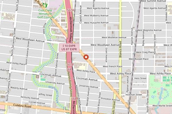 Map showing Garcia's Mexican Food in San Antonio