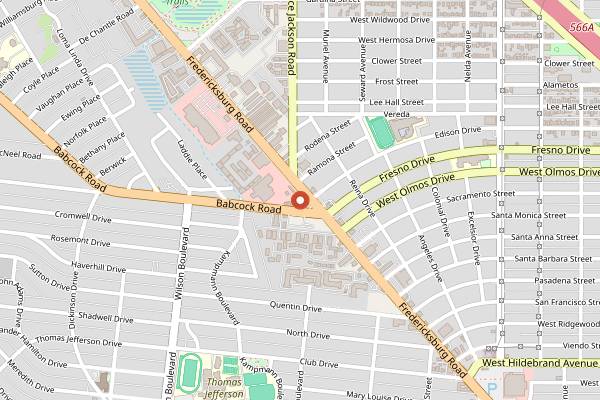 Map showing The Original Donut Shop in San Antonio