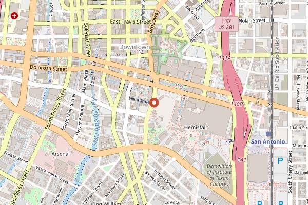Map showing Hola! in San Antonio