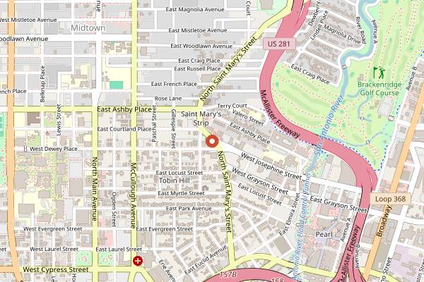 Map showing Little Death in San Antonio
