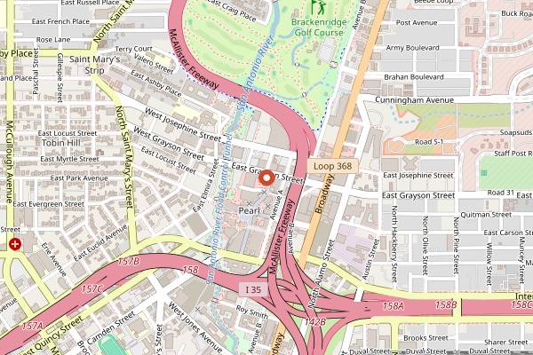 Map showing Tre Trattoria in San Antonio