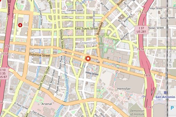 Map showing Zinc Bistro & Wine Bar in San Antonio