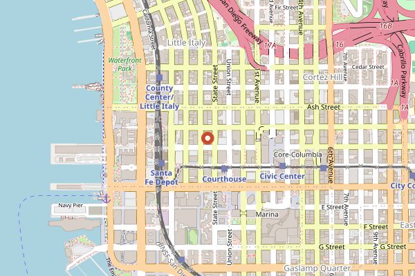 Map showing Donut Bar in San Diego
