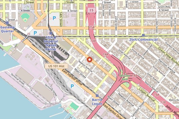 Map showing Panchita's Bakery in San Diego