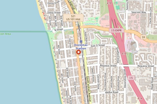 Map showing Prager Brothers Artisan Breads (Encinitas) in San Diego
