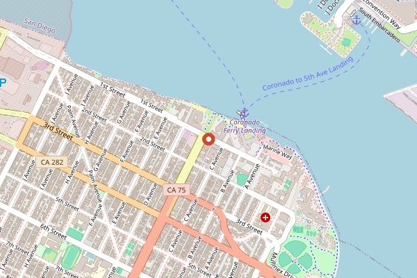 Map showing Tartine Coronado in San Diego