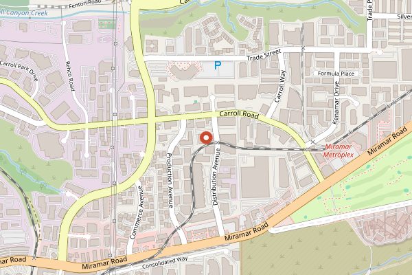 Map showing Cutwater Spirits Tasting Room and Kitchen in San Diego