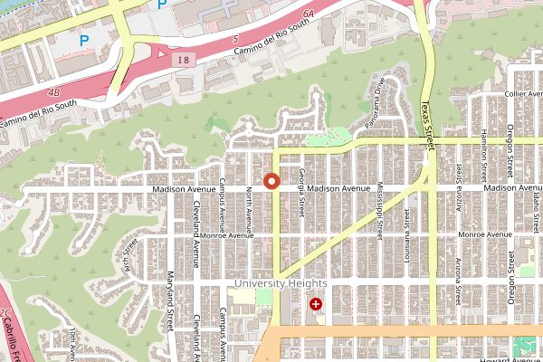 Map showing Madison on Park in San Diego