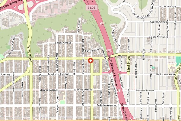 Map showing Polite Provisions in San Diego