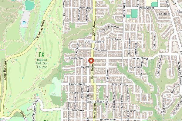 Map showing Whistle Stop Bar in San Diego